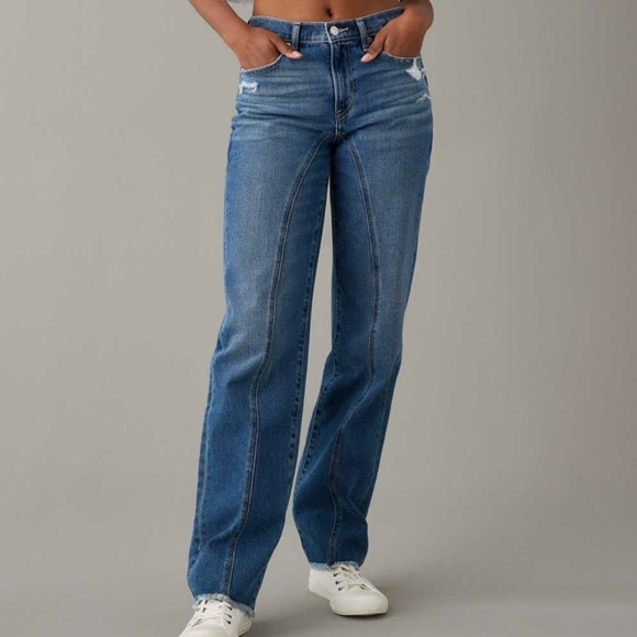 American Eagle Outfitters Denim - American Eagle Outfitters Low Rise Baggy Straight Jeans Size 18 Reg